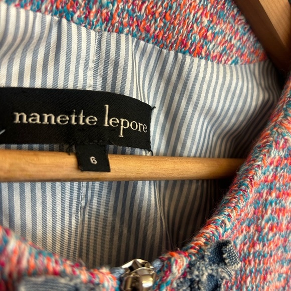 Nanette Lepore size 6 EUC “sand castle tweed” Pink and Blue Blazer - Picture 5 of 10